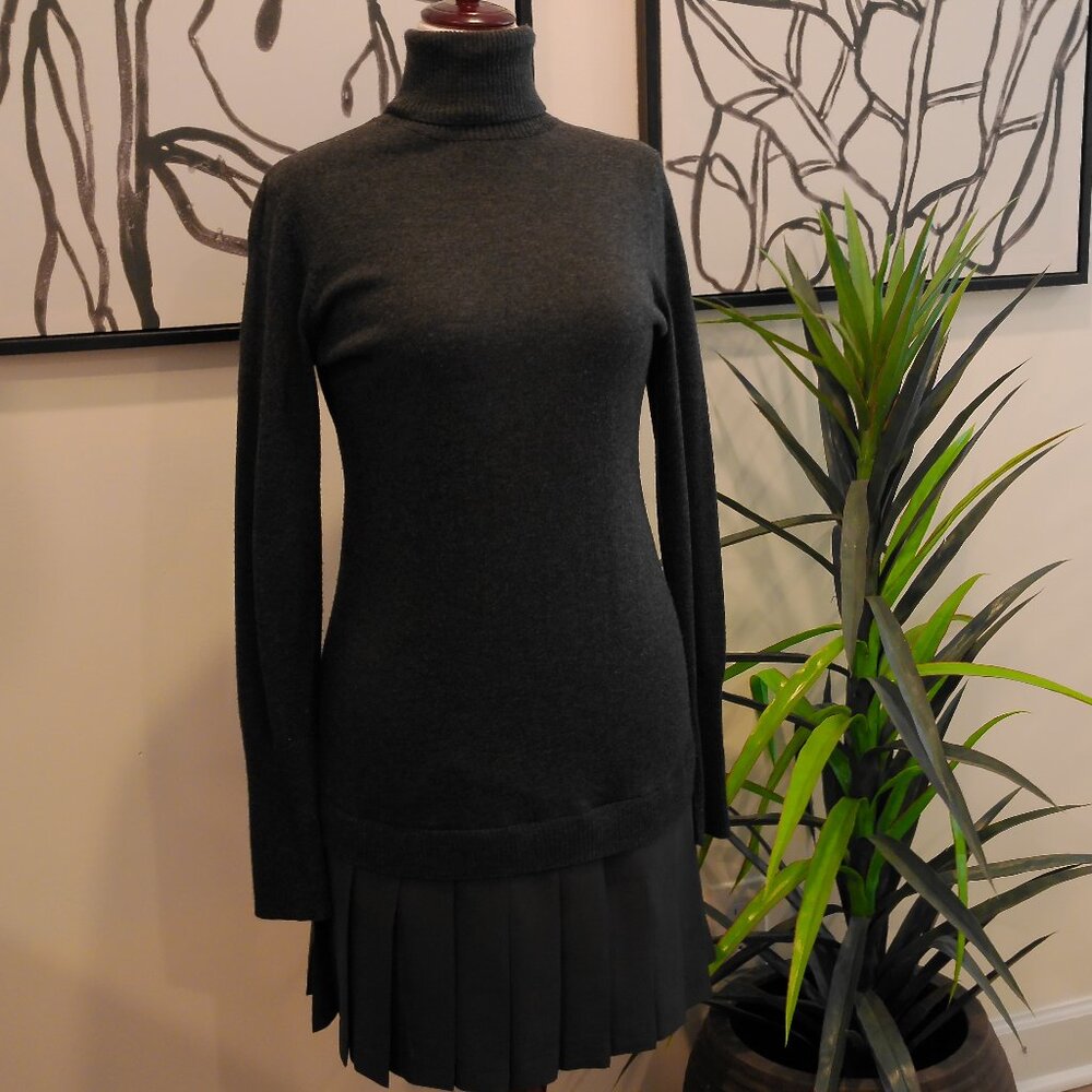 Soft Surroundings Women's Turtle Neck Sweater Dress Sz M Long Sleeve Pleated
